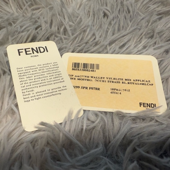 Fendi, monster strass, blue with face zip around wallet, small marks - Picture 8 of 8